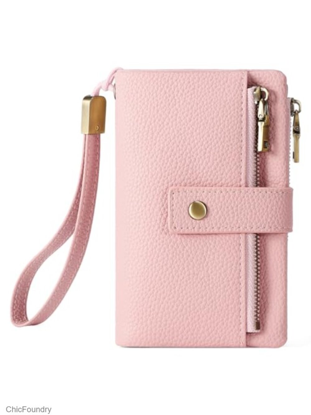 RFID Blocking Small Bifold Wallet with Wristlet PU Leather Womens